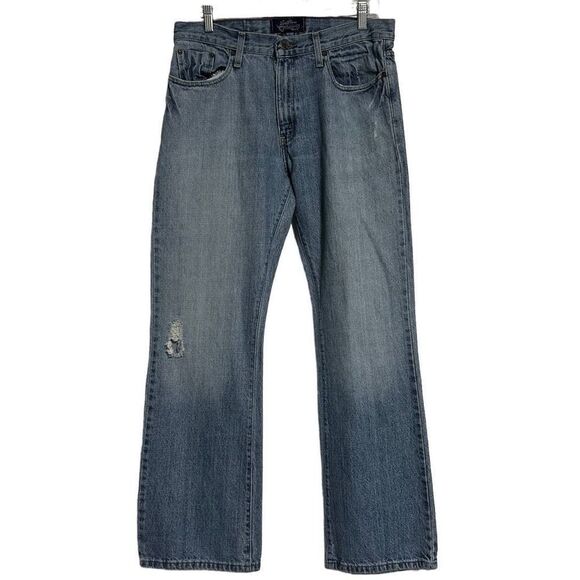 Levi Strauss Signature Men’s Jeans 34 X 32 Slim Bootcut Factory Distressed - Picture 4 of 10